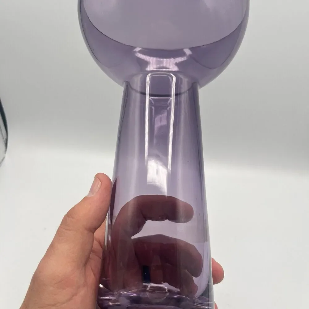 Krosno Poland Amethyst Art Glass Vase Candle Holder Suspended Bubble
